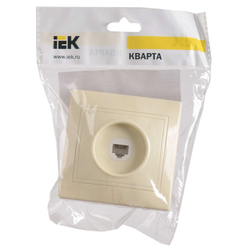 KVARTA Розетка 1-местная телефонная RJ11 РТ10-ККм кремовый IEK