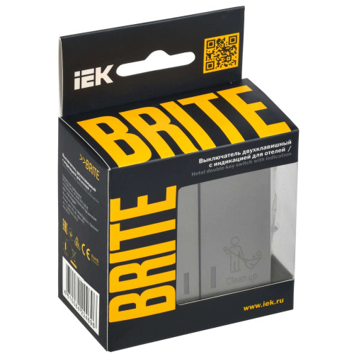 BRITE Выключатель 2-клавишный с индикацией для отелей 10А ВС10-2-9-БрС сталь IEK