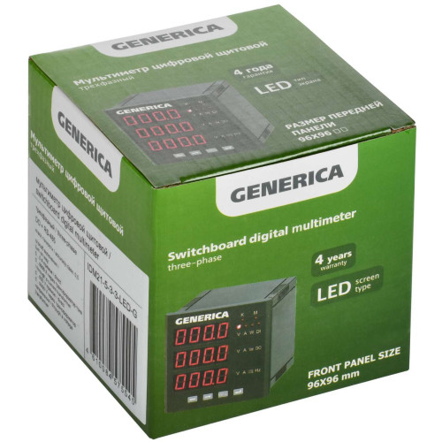 Мультиметр цифровой щитовой трехфазный DO RS-485 96х96мм LED GENERICA
