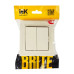 BRITE Выключатель 2-клавишный 10А в сборе ВСР10-2-0-БрКр бежевый IEK