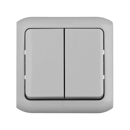 Двухклавишный выключатель 10 A - 250 В~ - Quteo IP 44 - Серый