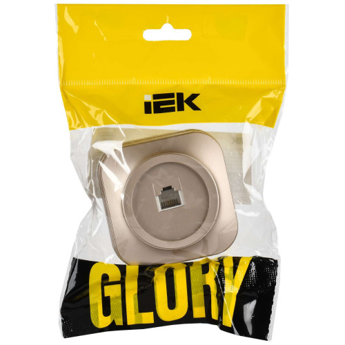 GLORY Розетка для открытой установки телефонная RJ11 РТ20-ХШм шампань матовый IEK