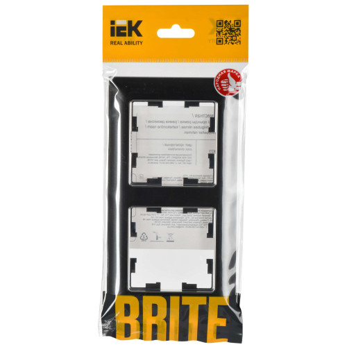 BRITE Рамка 2-местная РУ-2-Бр хром/черный IEK