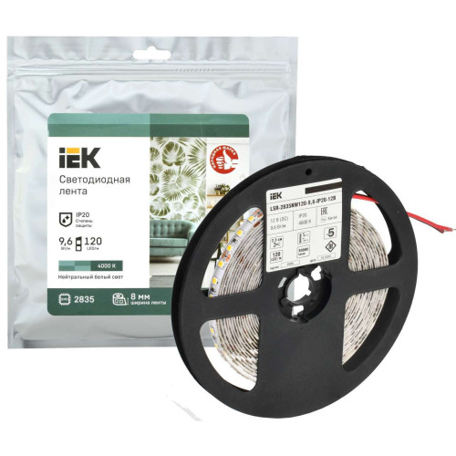 Лента светодиодная 5м LSR-2835NW120-9,6-IP20-12В IEK