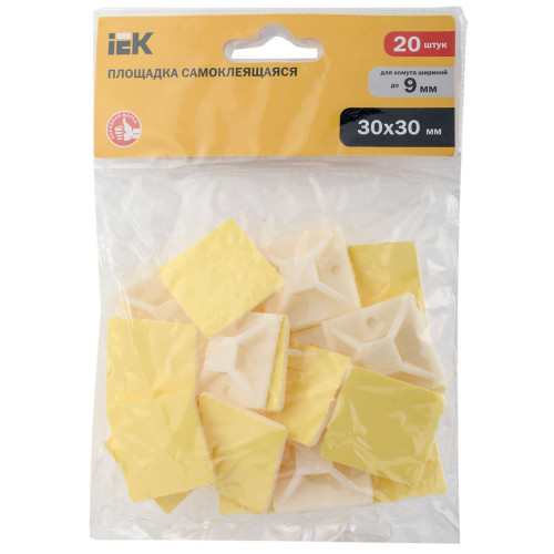 Площадка самоклеящаяся 30х30 белая под хомуты (20шт) IEK