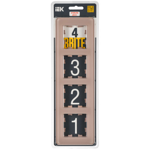 BRITE Рамка 4-местная РУ-4-2-Бр стекло дымчатый RE IEK