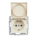 BRITE Розетка 1-местная с заземлением с защитными шторками и крышкой 16А IP44 РСбш10-3-44-БрКр бежевый IEK