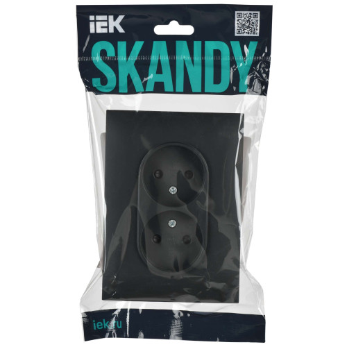 SKANDY Розетка 2-местная без заземления с защитными шторками 10А в сборе SK-R09G графит IEK