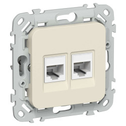 FLITE Розетка 2-местная компьютерная RJ45 категория 6 UTP РК6-2-0-ФлСл сливочный IEK