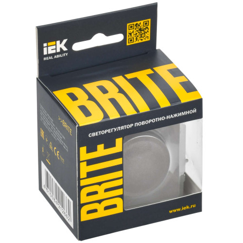 BRITE Светорегулятор поворотно-нажимной 600Вт СС10-1-0-БрС сталь IEK