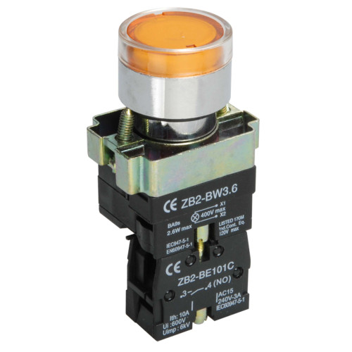 Кнопка управления LAY5-BW3561 с подсветкой желтый 1NO IEK