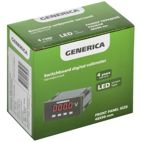 Вольтметр цифровой щитовой однофазный DO RS-485 48х96мм LED GENERICA