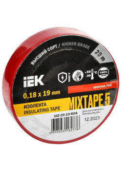 MIXTAPE 5 Изолента 0,18х19мм красная 20м IEK