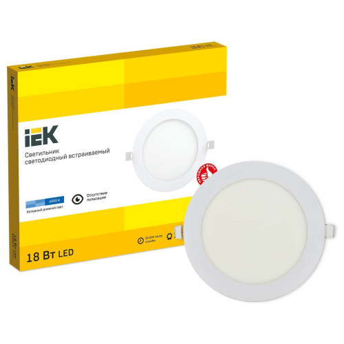 Светильник ДВО 1608 белый, круг LED 18Вт 6500 IP20 IEK