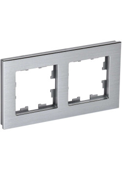 BRITE Рамка 2 -местная РУ-2-1-БрА металл алюминий IEK