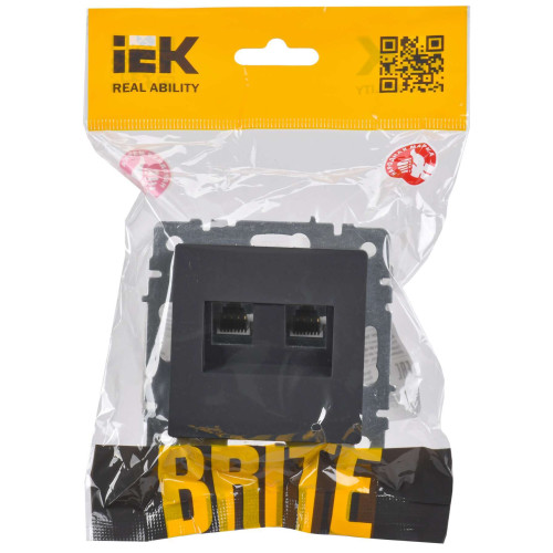 BRITE Розетка двойная RJ11+RJ45 кат.5E РК/Т12-БрГ графит IEK