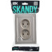 SKANDY Розетка 2-местная без заземления без защитных шторок для плоской вилки 10А SK-R03Sh стекло шампань IEK