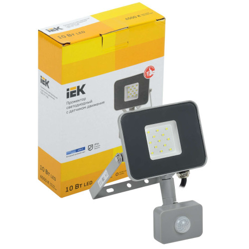 Прожектор светодиодный СДО 07-10Д с датчиком движения IP54 серый IEK
