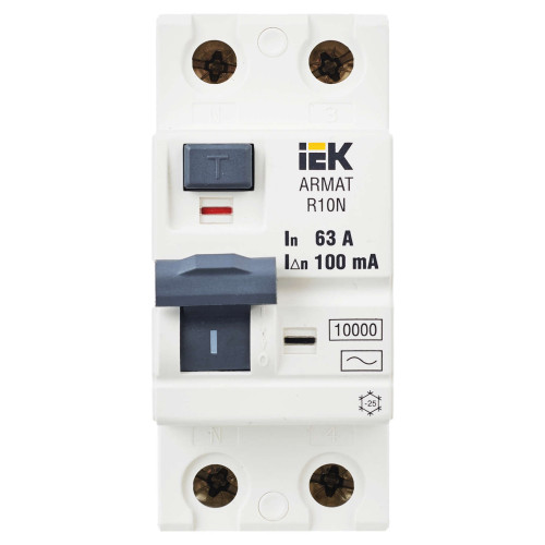 ARMAT Выключатель дифференциального тока R10N 2P 63А 100мА тип AC IEK