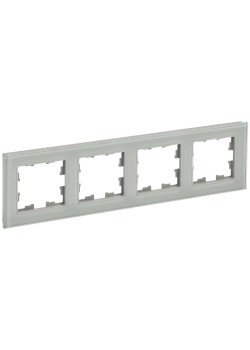 BRITE Рамка 4 -местная РУ-4-2-БрД стекло дымчатый IEK