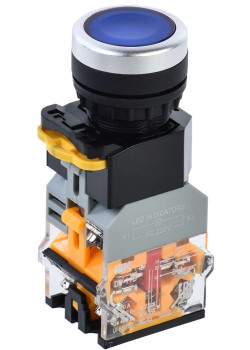 Кнопка управления D8-11D d=22мм 1NO+1NC с подсветкой синяя IEK