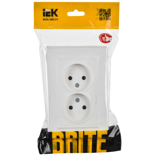 BRITE Розетка 2-местная без заземления без защитных шторок 10А в сборе РС12-2-БрАБ арктический белый IEK