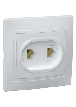 KVARTA Розетка 2-местная телефонная RJ11 РТ12-КБ белый IEK