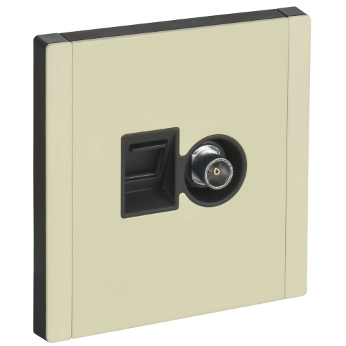 FORTE&PIANO Розетка двойная TV+RJ45 кат.6 FP837M металл серый сланец IEK