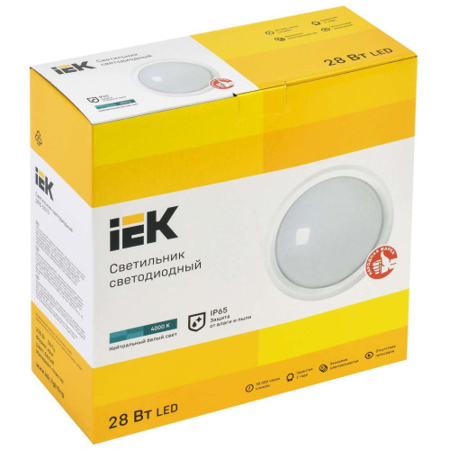 Светильник светодиодный ДПО 5070 28Вт 4000К IP65 круг белый IEK