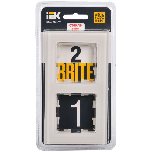 BRITE Рамка 2 -местная РУ-2-2-БрВа стекло ванильный IEK