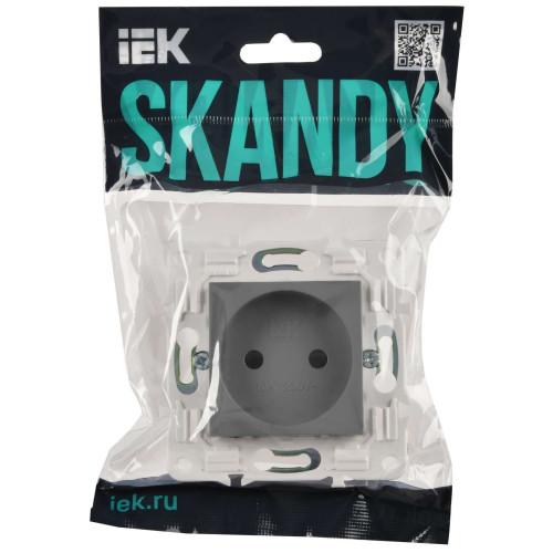 SKANDY Розетка без заземления с защитными шторками 10А SK-R01Gr серый IEK