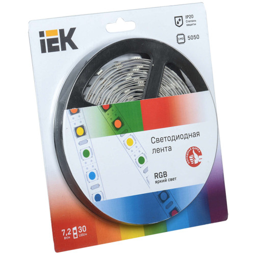 Лента светодиодная 5м блистер LSR-5050RGB30-7,2-IP20-12V IEK