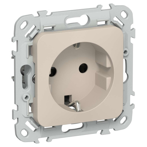 FLITE Розетка с заземлением с защитными шторками безвинтовое крепление 16А РСш11-1-ФлЛ льняной IEK