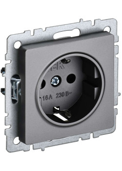 BRITE Розетка 1-местная с заземлением без защитных шторок 16А РС11-1-0-БрС сталь IEK