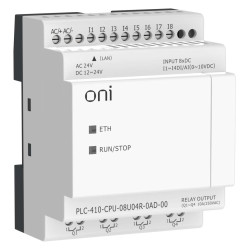 ПЛК 410 Модуль ЦПУ 4 DI 4 UI (0-10 В/DI) 4 RO 12В-24В DC или 24В AC с Ethernet портом без экрана ONI