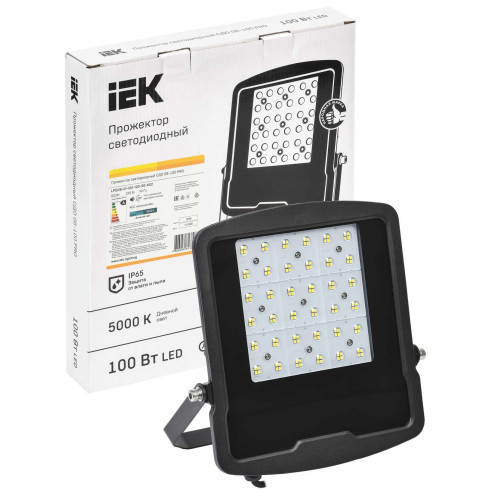 Прожектор светодиодный СДО 08-100 PRO 120град 5000К IP65 черный IEK