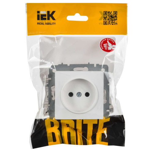 BRITE Розетка 1-местная без заземления без защитных шторок 10А РС10-1-0-БрАБ арктический белый IEK