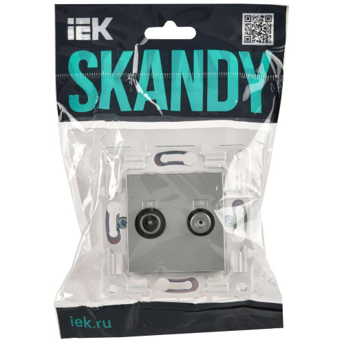 SKANDY Розетка двойная TV+SAT SK-A13S серебряный IEK