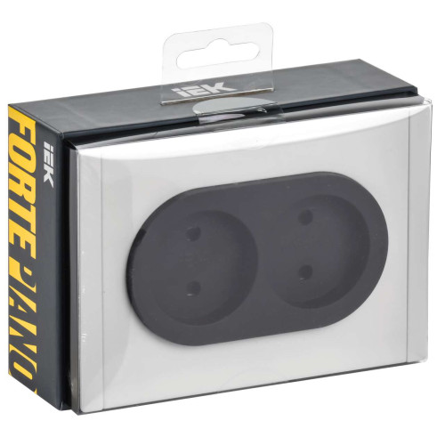 FORTE&PIANO Розетка 2-местная без заземления с защитными шторками безвинтовое крепление 10А FP225M металл белый IEK