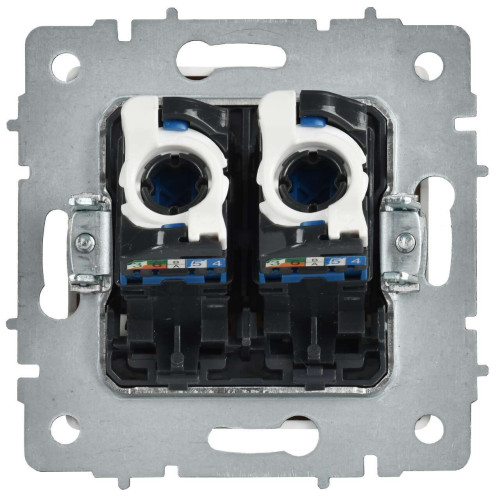 BRITE Розетка компьютерная двойная RJ45 кат.6 РК11-2-БрАБ арктический белый IEK