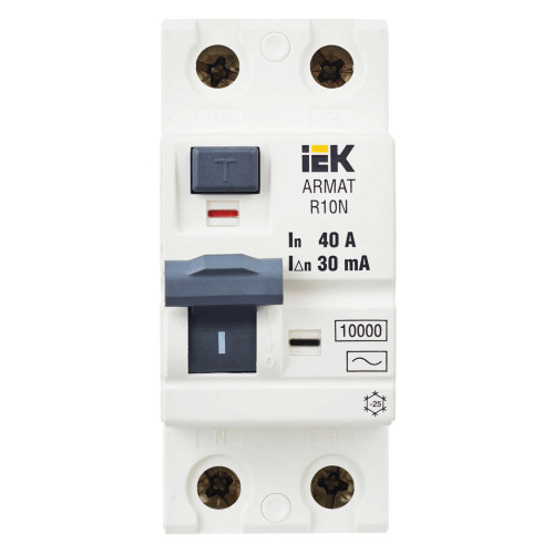 ARMAT Выключатель дифференциального тока R10N 2P 40А 30мА тип AC IEK