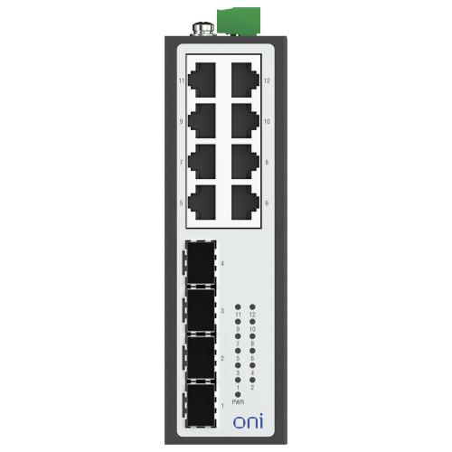 Коммутатор Ethernet промышленный неуправляемый ISU 4 SFP слота 100/1000BaseX 8 портов 10/100/1000BaseT разъем RJ45 24В AC/12/24/48В DC с резервированием ONI Коммутатор Ethernet промышленный неуправляемый ISU 4 SFP слота 100/1000BaseX 8 портов 10/100/1000BaseT разъем RJ45 24В AC/12/24/48В DC с резервированием ONI