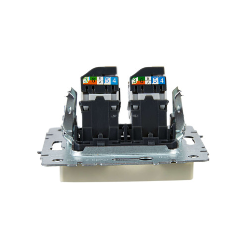 BRITE Розетка компьютерная двойная RJ45 кат.5E РК10-2-БрКр бежевый IEK