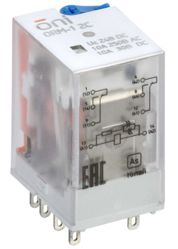 Реле интерфейсное ORM-1 2C 24В DC со светодиодом и тестовой кнопкой ONI