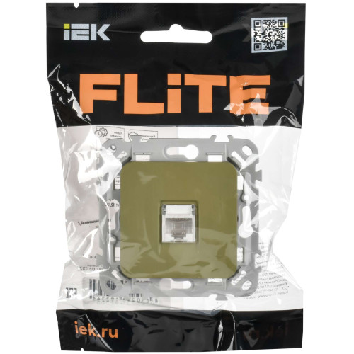 FLITE Розетка компьютерная RJ45 категория 5Е UTP РК5е-1-0-ФлО оливковый IEK