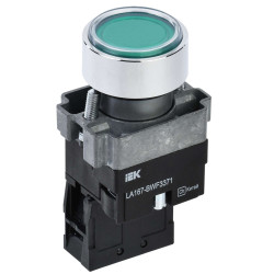 Кнопка управления LA167-BWF3371 d=22мм RC 1NO с подсветкой зеленая IEK