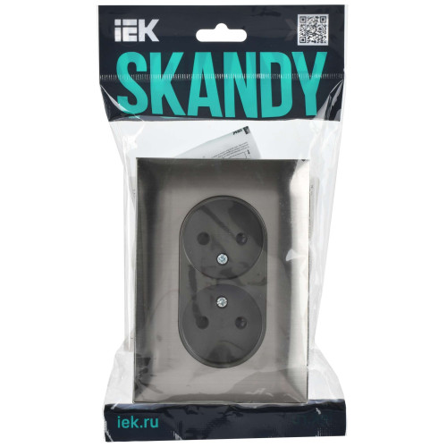 SKANDY Розетка 2-местная без заземления с защитными шторками 10А в сборе SK-R09N металл никель IEK