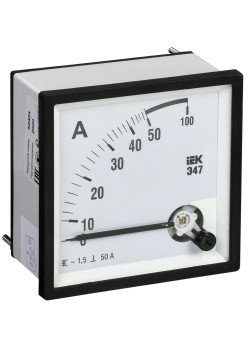 Амперметр аналоговый Э47 50А класс точности 1,5 72х72мм IEK