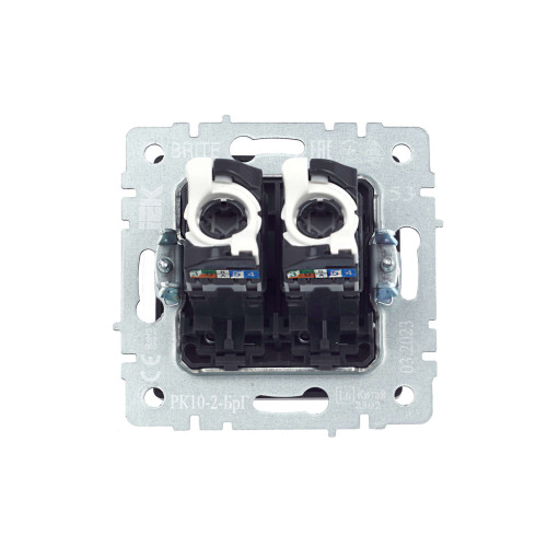 BRITE Розетка компьютерная двойная RJ45 кат.5E РК10-2-БрГ графит IEK
