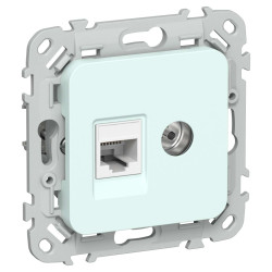 FLITE Розетка 2-местная RJ45/TV категория 5Е UTP РКТВ5е-2-0-ФлХЛ холодный лед IEK